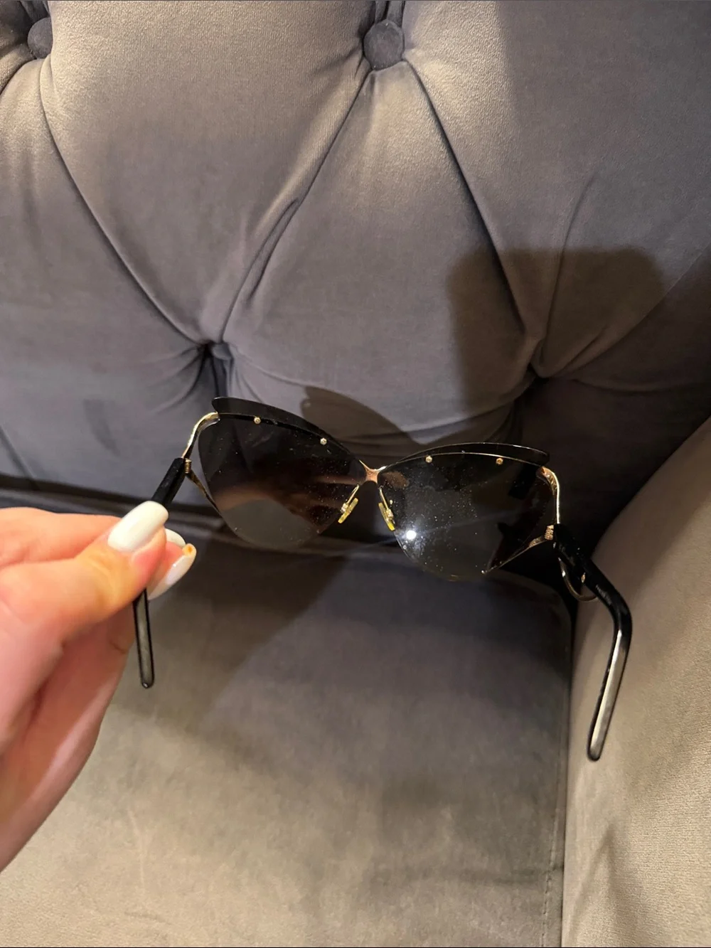 Dior Gold Frame Black Lens Women's Sunglasses
